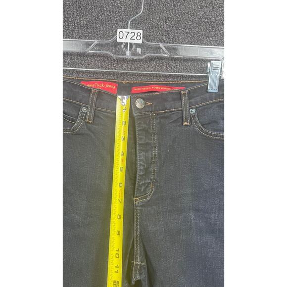 NYDJ Tummy Tuck Straight Jeans Cotton Womens Size 12 Black Denim Mid Rise - Picture 12 of 12